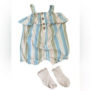 Carter's Pastel Striped Romper & Sock Set